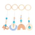 4 Pcs/Set Baby Teething Nursing Rattle  Play Gym Frame Stroller Hanging Pendants Wooden Ring Teether Molar. 