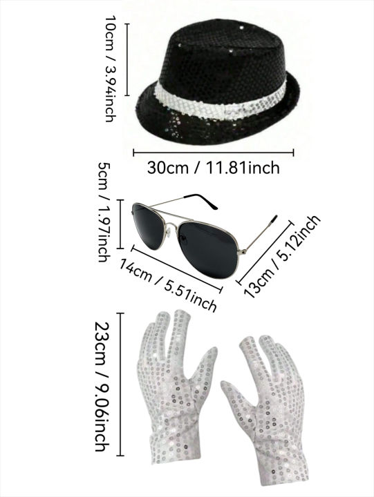 Michael%20Jackson%20Costume%20Accessories%20Set%20-%20Sequin%20Fedora%20Hat%20+%20Rhinestone%20Gloves%20+%20Aviator%20Sunglasses,%20Halloween%20Cosplay%20Party%20Dr%20-%20Image%203