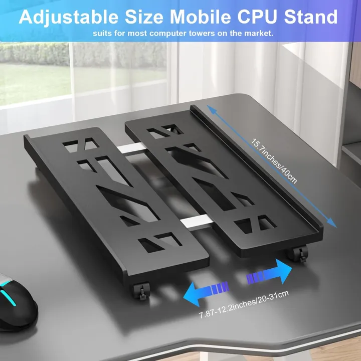 Adjustable Mobile CPU Stand Heavy-Duty PC Tower Stand With 4 Caster ...