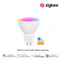 ZigBee GU10 WiFi Smart LED Light Bulbs RGB W+C 5W Dimmable Lamps App Control Spot Light Bulb Works With Alexa  Alice Hub. 