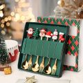 2/4/6Pcs Christmas Fork And Spoon Set,Stainless Steel Creative Tableware,Coffee Tea Dessert Forks And Spoons Set.