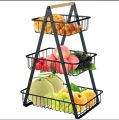 Kitchen Organizer/ Fruit Basket/ Vegetable Stand/ Kitchen Counter Rack In Black Color. 