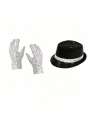 Michael Jackson Costume Accessories Set - Sequin Fedora Hat + Rhinestone Gloves + Aviator Sunglasses, Halloween Cosplay Party Dr.