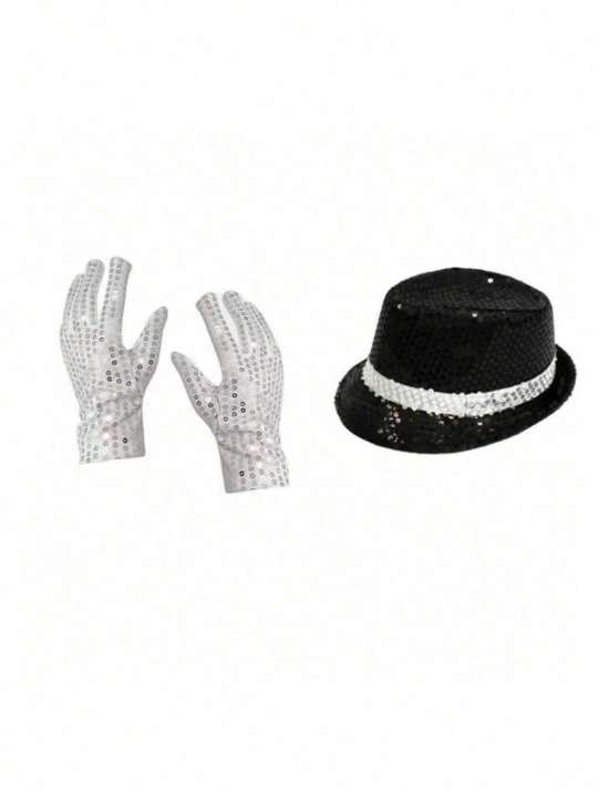 Michael%20Jackson%20Costume%20Accessories%20Set%20-%20Sequin%20Fedora%20Hat%20+%20Rhinestone%20Gloves%20+%20Aviator%20Sunglasses,%20Halloween%20Cosplay%20Party%20Dr%20-%20Image%204