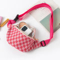 Checkered Waist Bag, Adjustable Belt Storage Bag, Small Crossbody Bag, Portable Travel Makeup Bag, Cute Plaid Pattern Makeup Bag. 