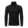 Autumn Winter Men's High Neck T-shirt Slim Fit Fashion High Elastic Long Sleeve Cotton Casual Breathable Apparel Pullover. 