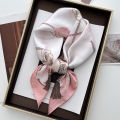 Imitation Silk Red Print Square Scarf For Women, Bandana Spring/Summer Luxury Scarf,Hair Head Band For Dressing Up Your Look. 