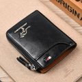 Mens Wallet Leather Business Card Holder Zipper Purse Luxury Wallets for Men RFID Protection Purses Carteira Masculina Luxury. 