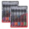 10 Pieces Packed Soft Bristle Bamboo Charcoal Black Hair Ultra-Fine Beauty Toothbrush Couple Suit Oral Cleaning Tools. 