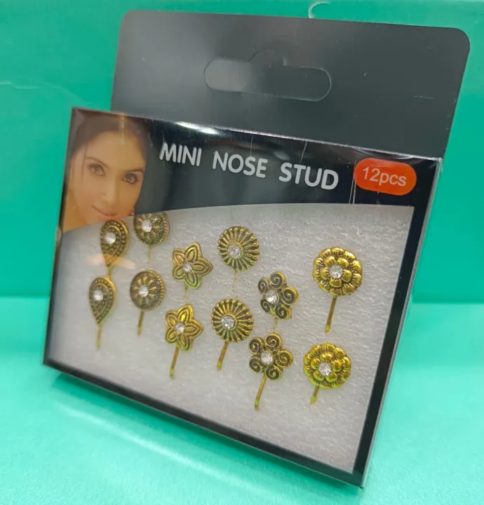 12%20Pcs%20Antique%20Stylish%20Nose%20Pin%20For%20Girls/Women%20%7C%20Nose%20Pin%20Without%20Piercing%20-%20Image%202