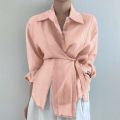 2025 Vintage Fashion Long Sleeve Women Shirt Office Lady Elegant Chic Solid Button Blouses Casual Clothing.