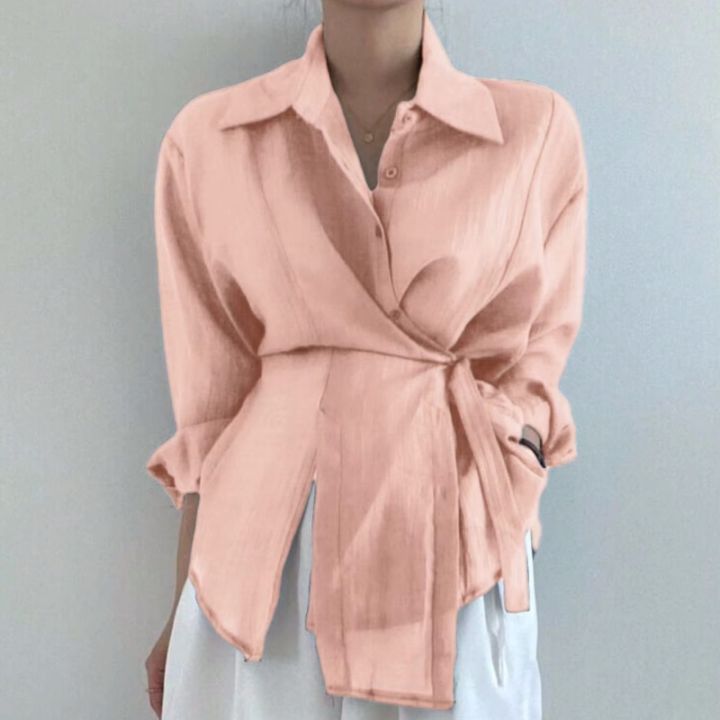 2025%20Vintage%20Fashion%20Long%20Sleeve%20Women%20Shirt%20Office%20Lady%20Elegant%20Chic%20Solid%20Button%20Blouses%20Casual%20Clothing%20-%20Image%205