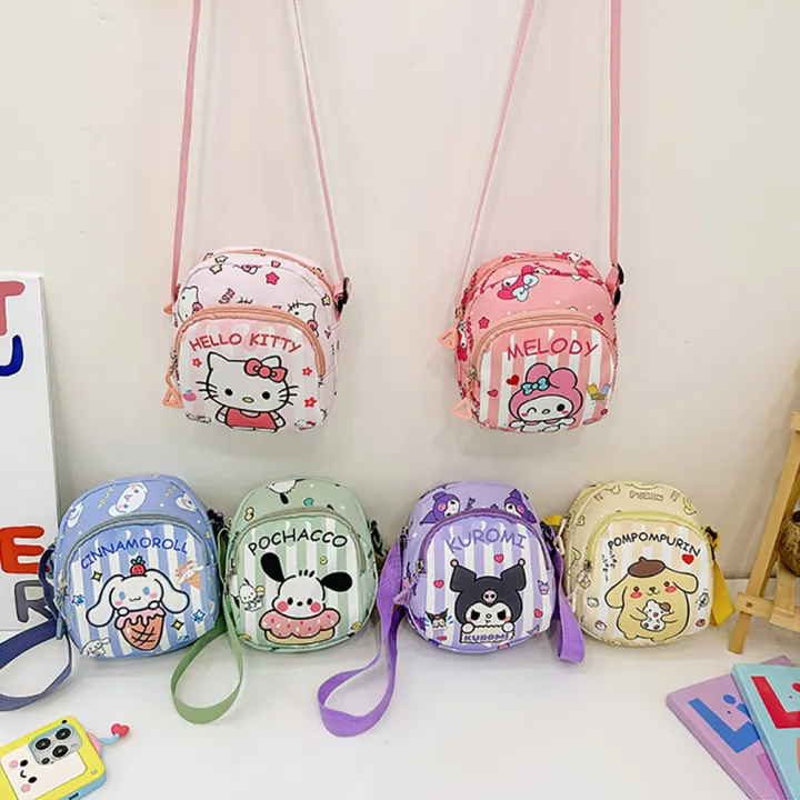 Sanrio Cinnamoroll My Melody Kuromi Pochacco Kawaii Shoulder Bag Cartoon Messenger Bag Portable Satchel Fashion Backpack For Kid