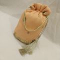 Designer Traditional Potli Bag with Fancy Embroidery and Gota Lace Handle for Women - Wedding Gift. 