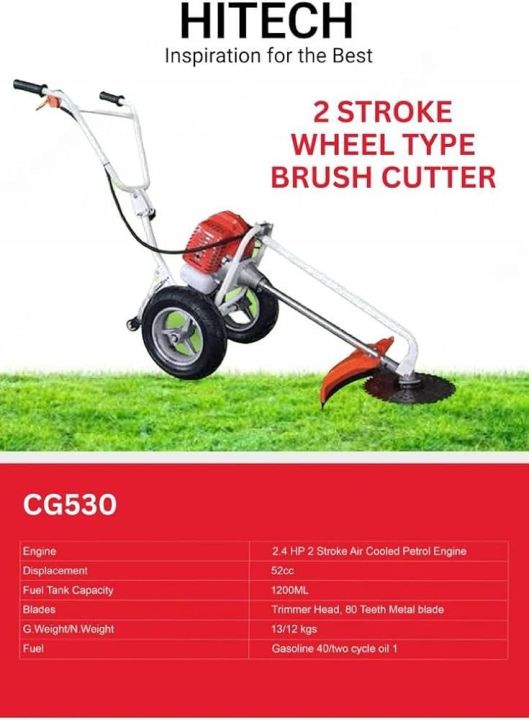 52CC Wheel Type Multi Purpose Brush Cutter 2Stroke