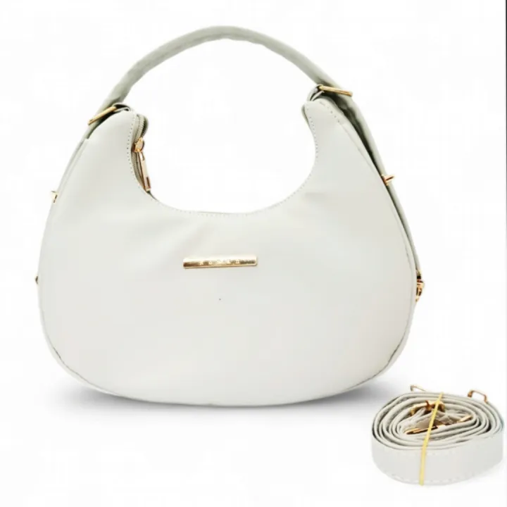 Elegant%20White%20Crescent%20Moon%20Bag%20with%20Gold-Tone%20Hardware%20and%20Adjustable%20Strap"%20-%20Image%202