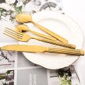4Pcs Black Tableware Stainless Steel Dinnerware Set Western Dinner Knife Fork Spoons Flatware Mirror Kitchen Home Cutlery Set. 