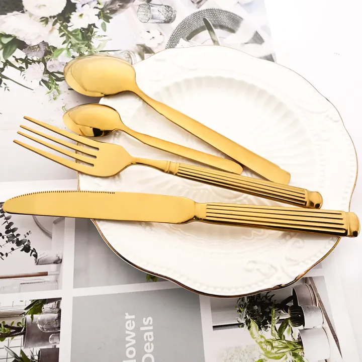 4Pcs%20Black%20Tableware%20Stainless%20Steel%20Dinnerware%20Set%20Western%20Dinner%20Knife%20Fork%20Spoons%20Flatware%20Mirror%20Kitchen%20Home%20Cutlery%20Set%20-%20Image%205