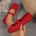 Women Casual Knitted Ballet Flats Shoes 2025 Comfortable Anti-slip Strap Loafers Mary Jane Lightweight Daily Walking Sneakers. 