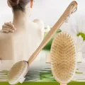 Natural Bristles Back Scrubber Shower Brush with Detachable Long Wooden Handle Dry Skin Exfoliating Body Massage Bath Brushes. 