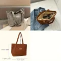 Large Capacity Shoulder Bag Trendy Corduroy Tote Bag Solid Color Ladies Handbag With Front Pocket. 