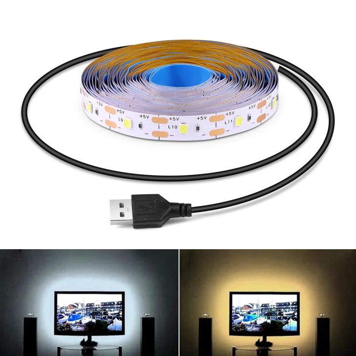 DC 5V USB LED Strips 2835 Warm White LED Strip Light TV Mirror Backlight Lighting Tape Room Decor Lamp Ribbon LED String Light