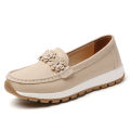Women's casual flat shoes, 100 genuine leather shoes, lightweight spring and summer loafers, walking mom shoes. 
