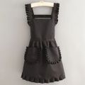 Lovely Cotton Lace Aprons Waterproof Cross Back Cooking Aprons Large Pockets Cute Art Painting Apron for Florist Shop. 