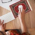 Mairuige Mini Persian Carpet Mouse Pad Desk Computer Notebook Mouse Mat Tea Coaster Pet Pad Multifunctional Anti-slip Desk Pad.