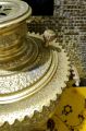 Authentic Persian Samovar, 50 Years Old. Genuine Elephant Tusk on Small Kettle's Handle. Original Electric Persian Samovar with Gold Finish.. 