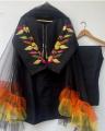 3 Pcs Women's Stitched Fancy Katan Silk Embroidered Suit. 