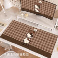 Maillard Brown Leather Mouse Pad High Value Oversized Hello Kitty Cute Cartoon Computer Office Desk Mat Student Desk Writing Mat.