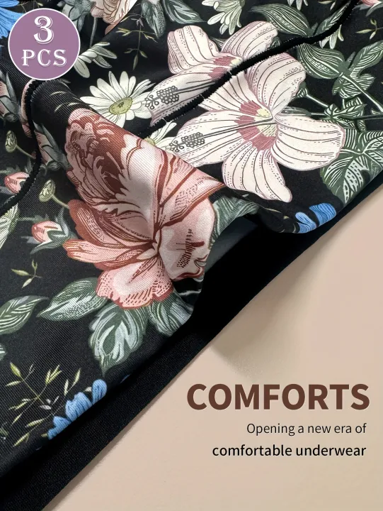 3pcs%20High%20Waisted%20Panties%20Women's%20Panties%20Tummy%20Tightening%20and%20Hip%20Lifting%20Printed%20Patterns%20Comfortable%20Fit%20-%20Image%205