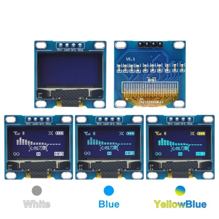 0.96" Inch OLED Display Screen Module I2C IIC 128x64 SS - D - 1306 3.3V-5V Blue/blue Yellow/White for Arduino ESP32 ESP8266