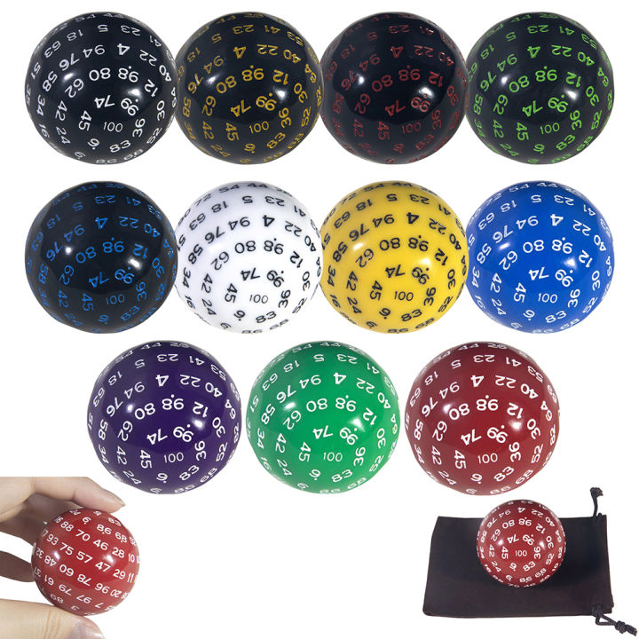 D100 Dice Polyhedral Acrylic 100 Sided Dices with Bag for Table Board Role Playing Game Bar Funny Party Entertaiment