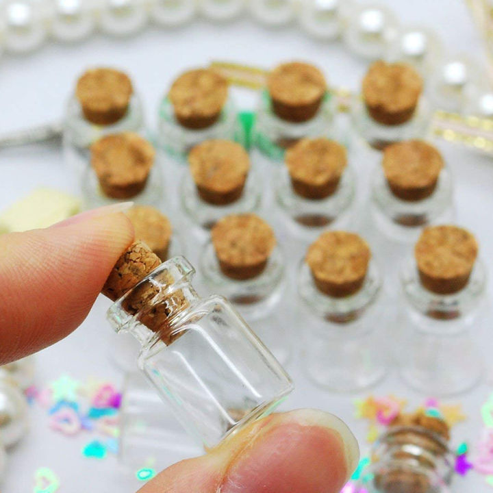 50pcs Mini DIY Glass Bottle Exquisite Cork Drifting Wish Cute Jar 1ml 13*18mm