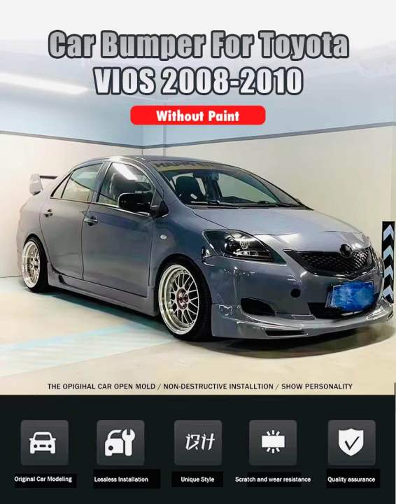 Full Body Kit For Toyota VIOS 2008 2009 2010 ,Plastic Bodykit Includes Front Bumper Lip,Rear Bumper Lip,Side Skirt - Without Paint
