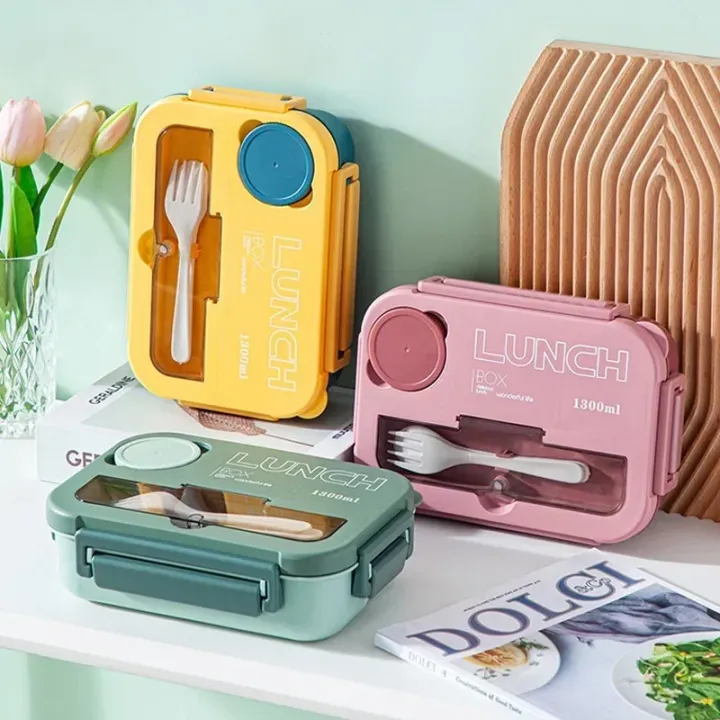 Compartment%201300ML%20Portable%20Lunch%20Box%20Kids%20Students%20Office%20Bento%20Box%20With%20Fork%20and%20Spoon%20Microwave%20Food%20Storage%20Container%20-%20Image%203