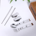 New 1Pc/3Pcs Portable Outdoor Cutleries Stainless Steel Spoon Fork Chopstick For Camping Travel School Use Folding Tablewares.