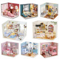 DIY Kitten Mini DollHouses Assembly Model Building Kit Creative Room Bedroom Decoration With Furniture Wooden Crafts Toys . 