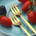 6Pcs Stainless Steel Matte Cake Fruit Forks Flatware Silverware Cutlery For Dessert Salad Fork Set Gold Tableware Mini Fork.