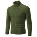 New Men's High Neck Sweater Solid Color Pullover Knitted Warm Casual Turtleneck Sweatwear Woolen Mens Winter Outdoor Tops.