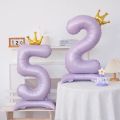 40Inch Light Purple Standing Crown Digital Balloon Foil Number Balloons 0-9 Girls Birthday Party Decor Number Ballons with Crown. 
