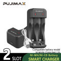PUJIMAX Battery Charger 2 Slot Intelligent Fast Charge With Indicator For 1.2V NiMH NiCd AAA/AA Rechargeable Micro Jack. 