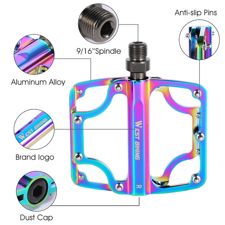 WEST%20BIKING%203%20Bearing%20Colorful%20Bike%20Pedals%20Lightweight%20Aluminum%20Alloy%20Cycling%20Pedal%20Wear-resistant%20Anti-slip%20MTB%20Road%20Bike%20Pedal%20-%20Image%206