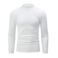 4/1 Piece Autumn And Winter Men's Semi High Neck Warm Windproof Base Top Solid Color Versatile Youth Casual Sports Thick Base T-. 