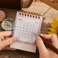 1 pc 2025 Vintage Mini Bronzing Painting Desk Calendar Tabletop Flip Monthly Calendar Student Notepad Schedule Planner Calendar. 