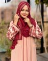 Premium Embroidered Dubai Cherri Borka with Hijab for Muslim Women - Elegant Design with Pearl Detailing.