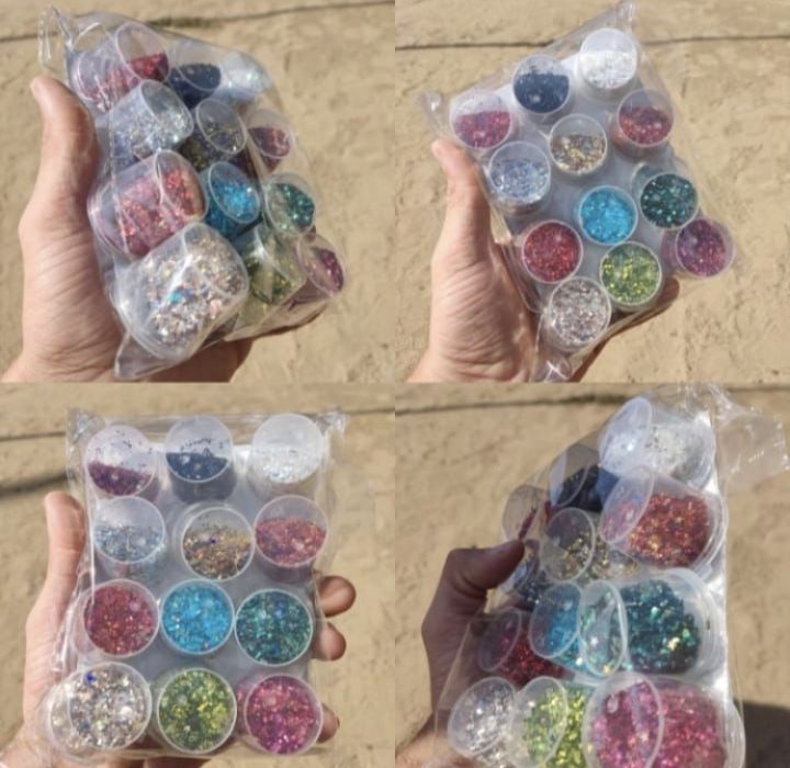 Star Glitter Eye-Shadow Chunks 12pcs Pack.