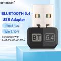 USB Bluetooth 5.4 5.3 Adapter WIreless Transmitter Receiver Audio Bluetooth For Bluetooth Adapter For Win8.1/10/11 Driver Free.